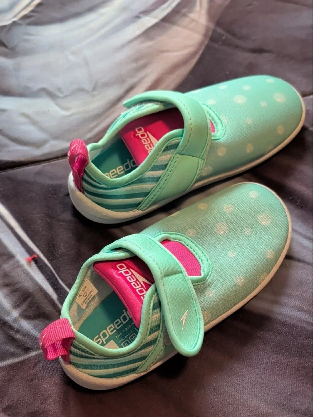 Speedo Kids Water Shoes - Mint Green with Pink Accents